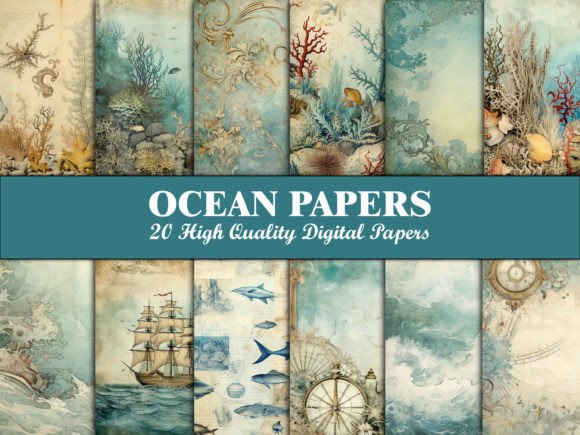 Download Sea Scrapbook Paper Blue Ocean Pattern - Scrapbook paper Collection