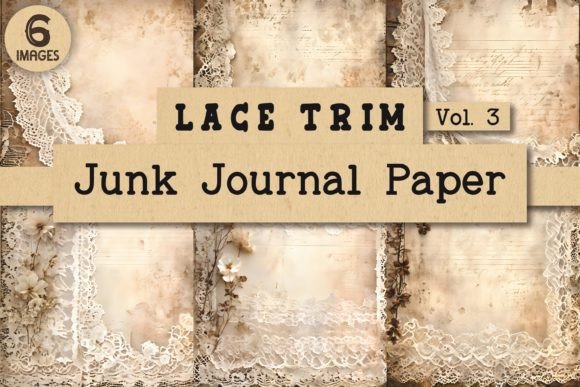 Download Lace Trim Junk Journal Paper Vol. 3 - Junk journal paper Collection